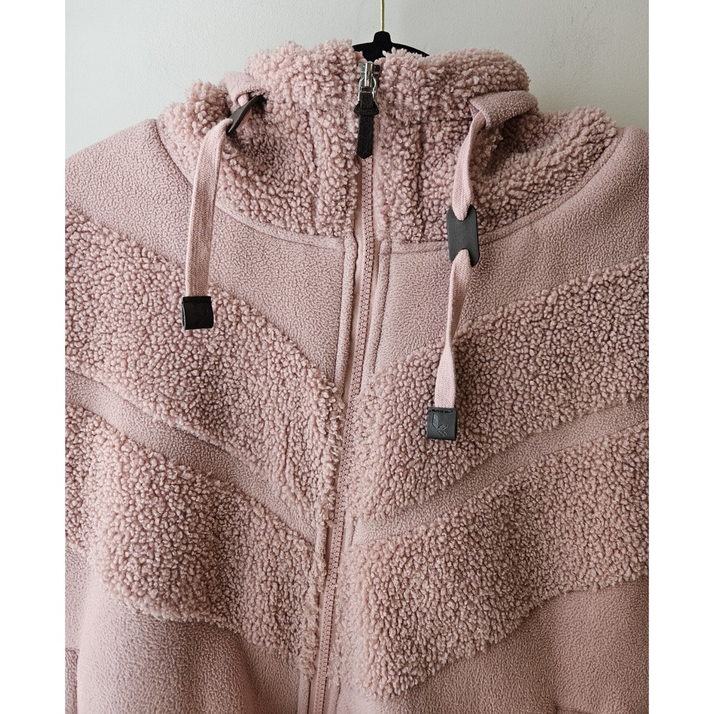 Koolaburra By UGG Fleece Sherpa Bomber Hoodie Jacket Women's M Pink Zip‎ Coat - Picture 4 of 11